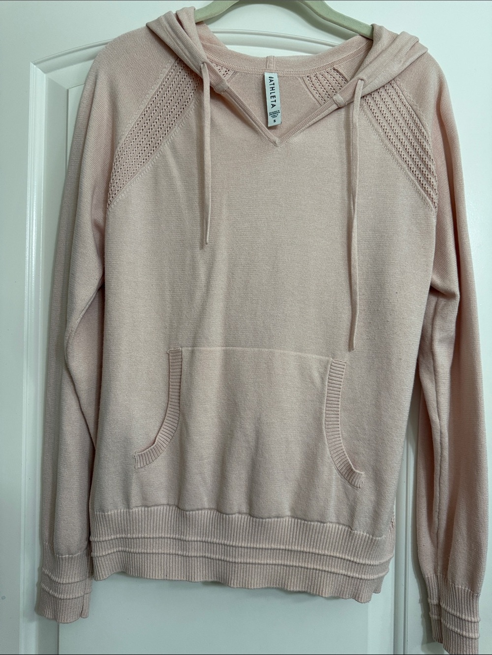 Athleta Blush Crew V-Neck Knit Hoodie
